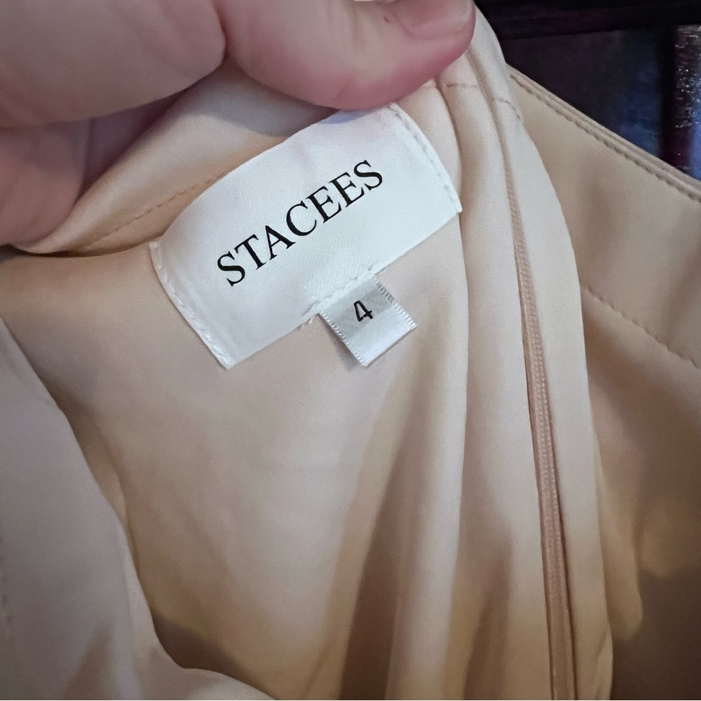 NWT Stacees Trumpet/Mermaid One-Shoulder Stretch Satin Dress with Bowknot size 4 - Picture 6 of 6
